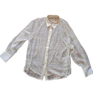 Jason Wu White Lace Button Front Blouse Size: L